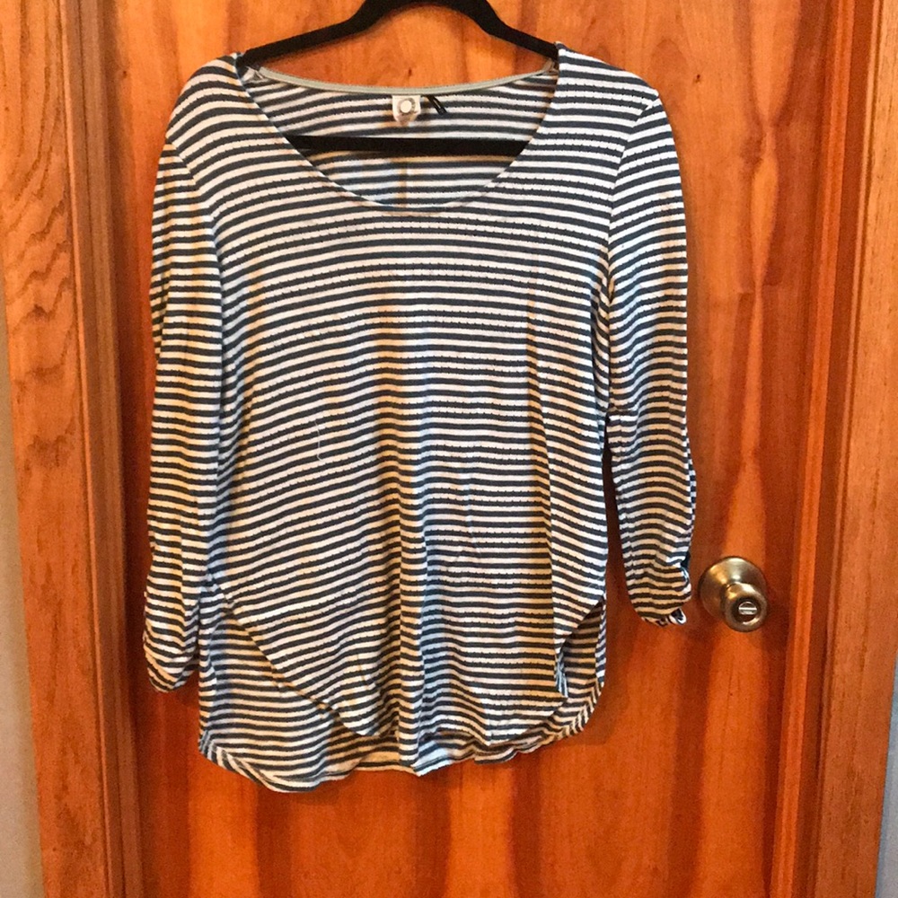 Striped green and white top
